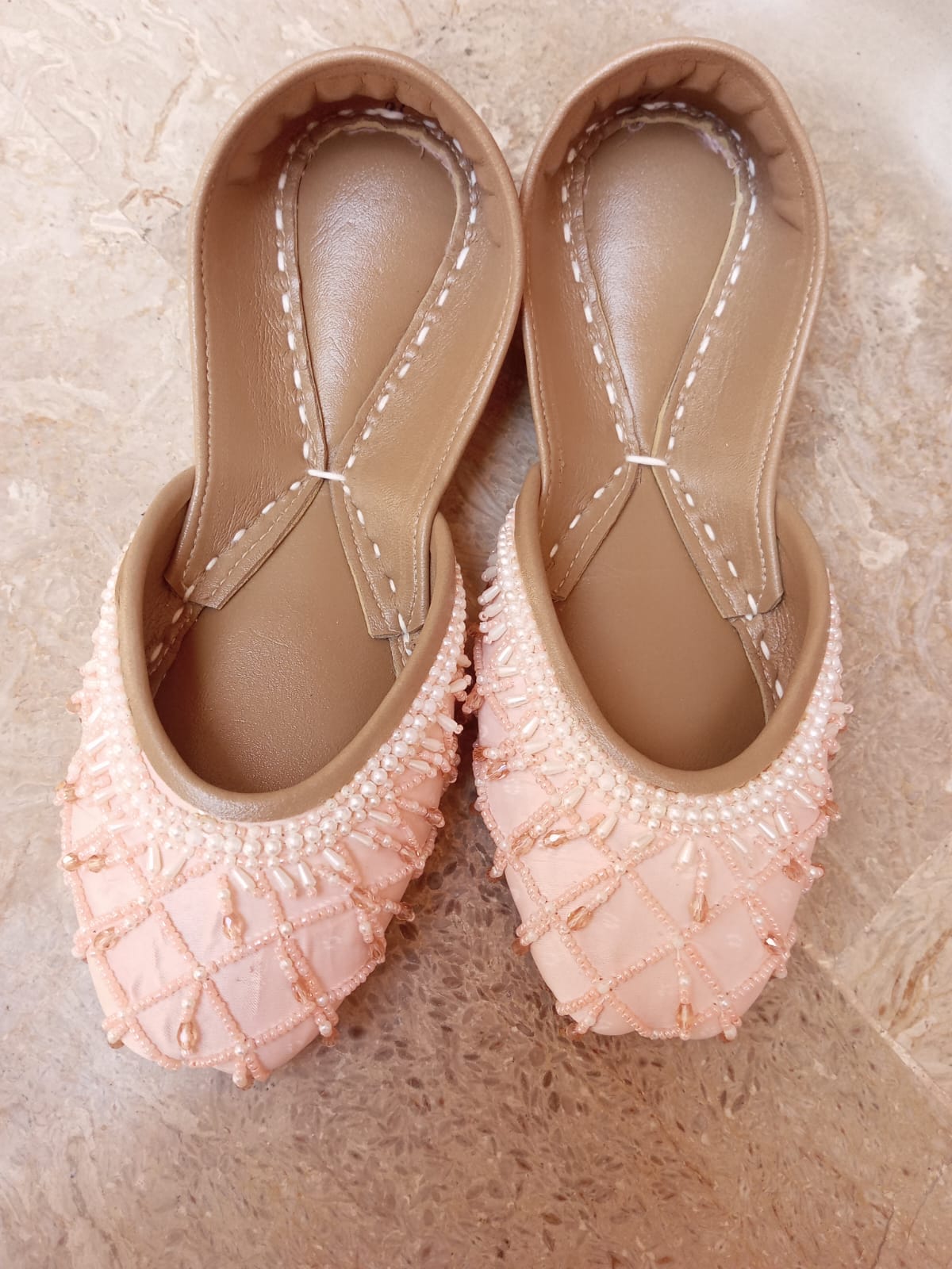 Peach Pearl Elegance Khussa