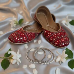 Handcrafted Maroon Fancy Khussa – Comfortable Ethnic Flats